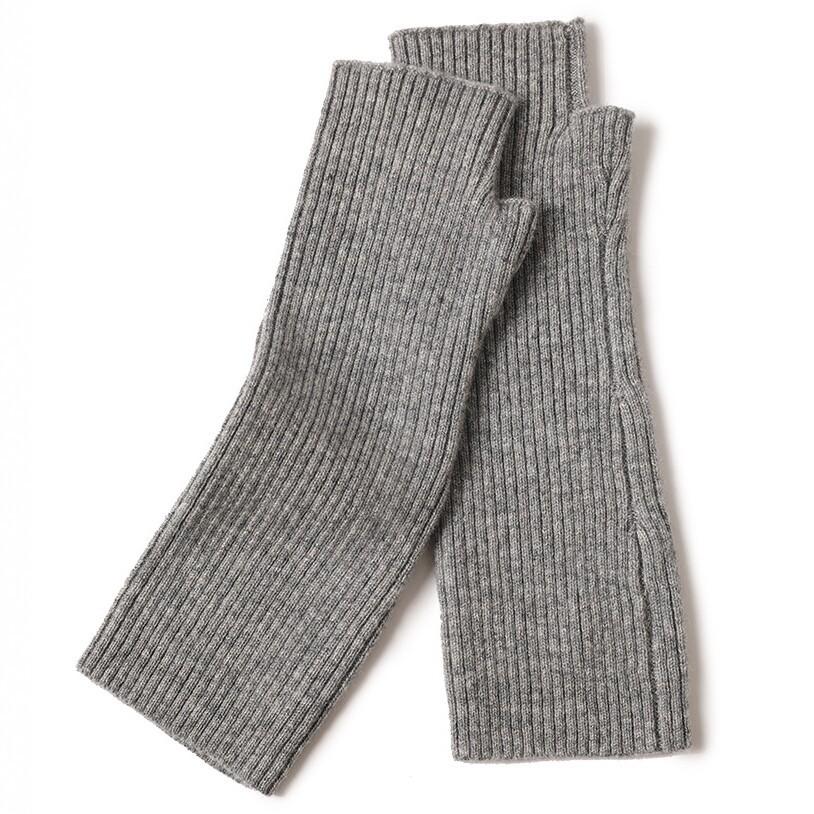 Women's Cashmere Knit Striped Half-Finger Winter Gloves