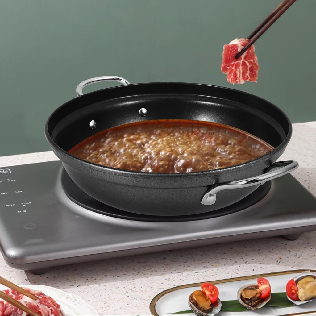 24Cm Premium Iron Stock Pot Large Capacity Cooking Pan for Family Meals Ramen Soup Stew Double Handle Kitchen Accessory