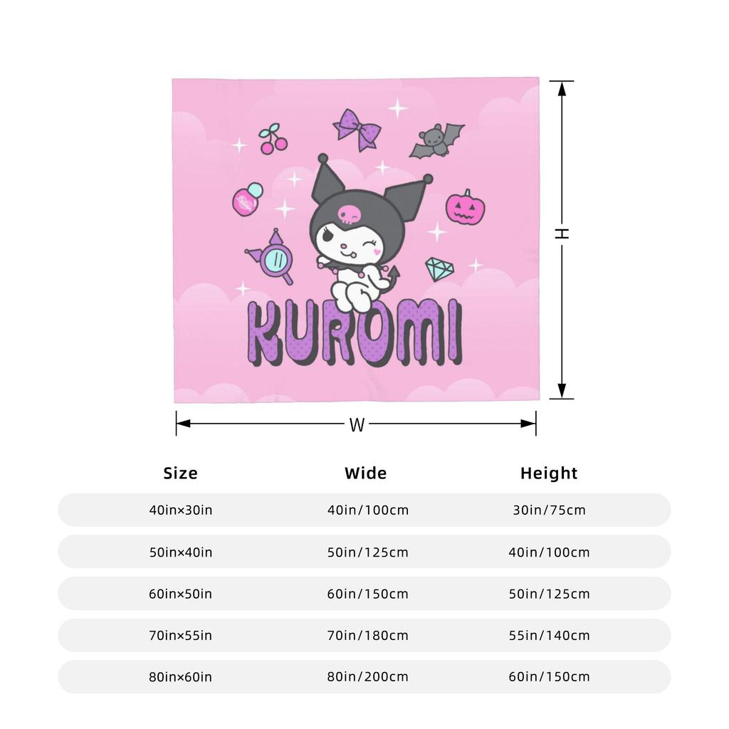 Kawaii Kuromi Anime Blanket Coral Fleece Plush Winter Multi-function Super Soft Throw Blankets for Home Office Bedspreads