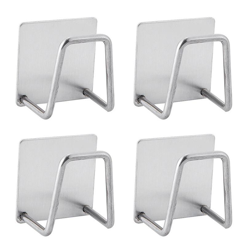 

4Pcs Stainless Steel Sponge Racks Without Punching and Pasting Kitchen Sink Drain Rack Storage Sink Wall-mounted Sponge Rack 4pcs