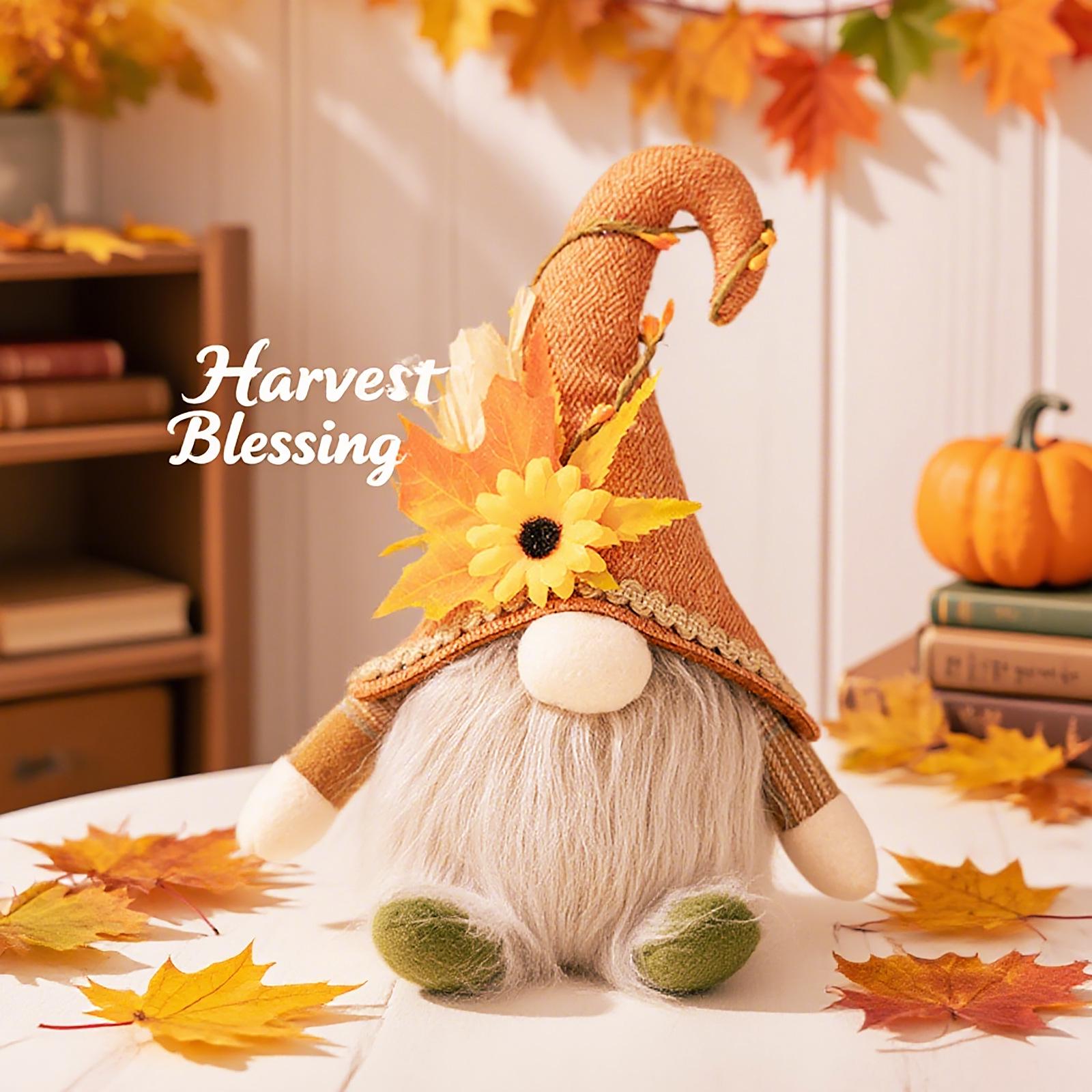 

День Благодарения Осенний Светящийся Кленовый Лист Гном Украшение