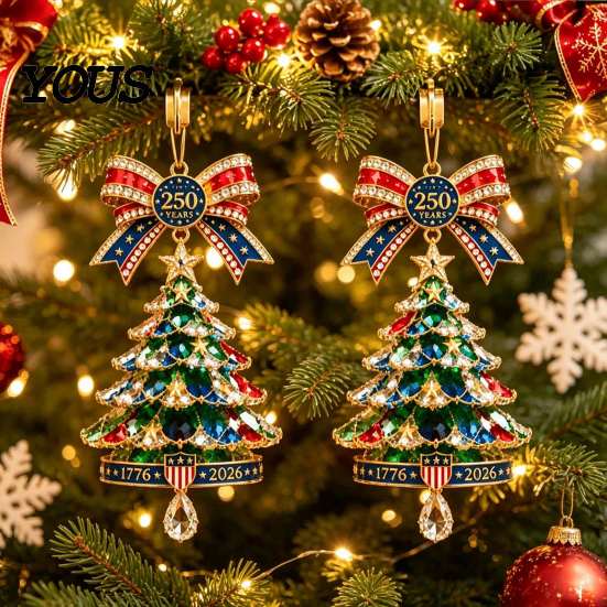 Decorative Ornaments for Fireplaces 250th Anniversary Christmas Tree Ornament, 2D Acrylic Decor, Lightweight 1776-2026 Patriotic Commemorative Hanging