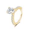 18K Gold Platin Ovaler Moissanit Verlobungsring S925 Silber Mikro-Inlay Pavé Seitenstein Damen Luxus Hochzeits Versprechensring