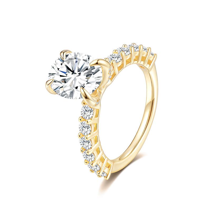 18K Gold Platin Ovaler Moissanit Verlobungsring S925 Silber Mikro-Inlay Pavé Seitenstein Damen Luxus Hochzeits Versprechensring