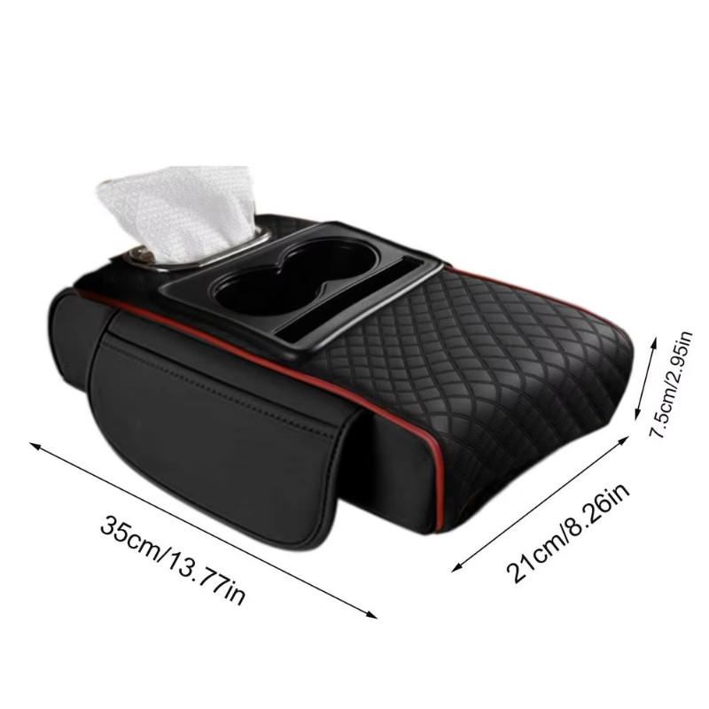 2 in 1 Cuscino per Bracciolo Auto Spugna Ispessita Organizer per Bracciolo Console Centrale con Portabicchieri Portatovaglioli Borsa per Auto SUV Camion