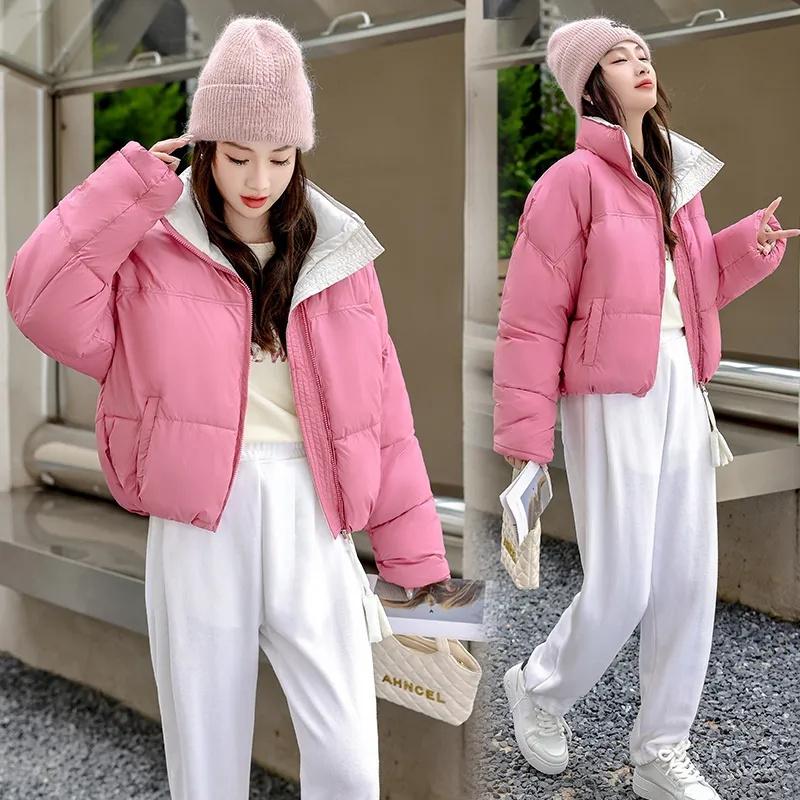 New Loose Casual Stand Collar Parkas Women Fashion Thickened Coats Women Elegant Solid Short Padded Jackets Female Ladies