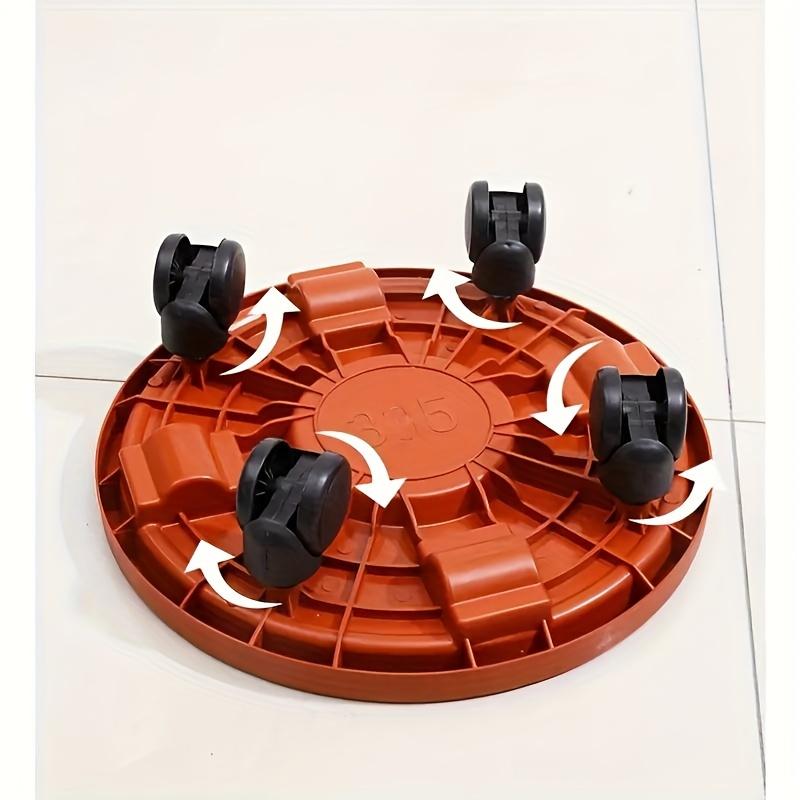 Heavy-Duty Rolling Plant Stand 1Pc, Circular Plastic Planter Base with Removable Brick Red Resin Tray, Flexible Movable Design