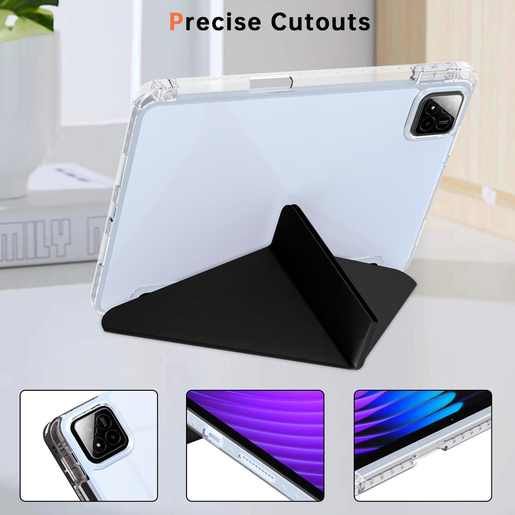 For Xiaomi Pad 7 Pro/Pad 7 Case PU Leather Origami Stand Clear Tablet Cover