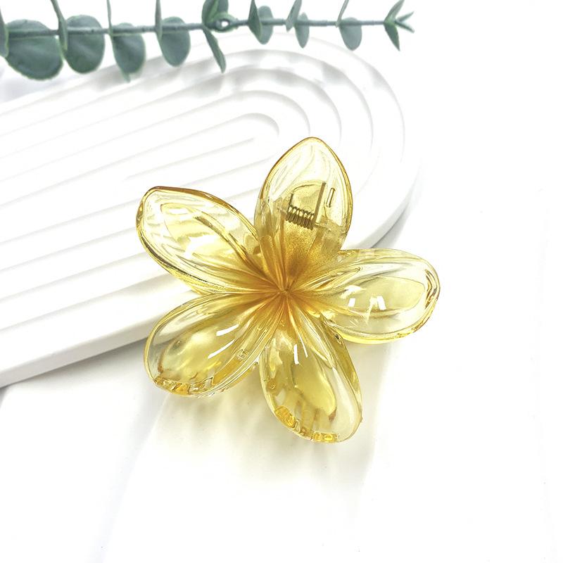 Retro Colorful Frangipani Flower Hair Claw Clip for Women