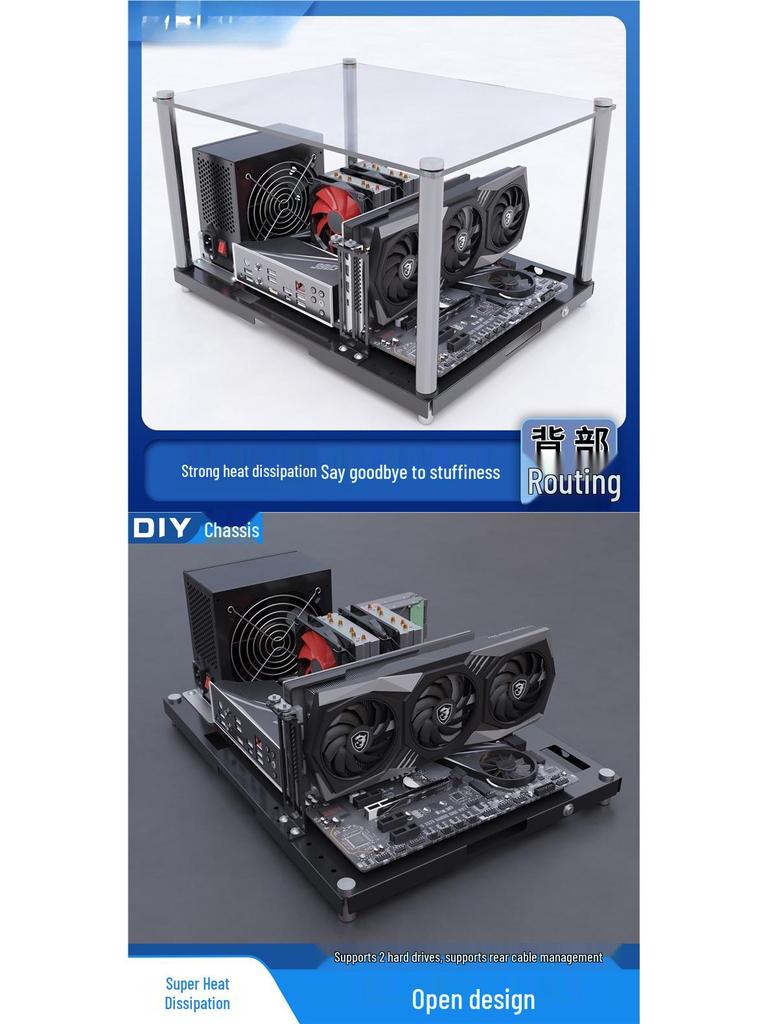 Minimalistisches offenes PC-Gehäuse Motherboard-Tray für ATX/MATX Testplattform