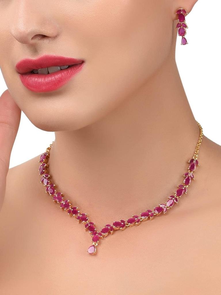 Necklace Delicate Ruby Necklace Set For Women