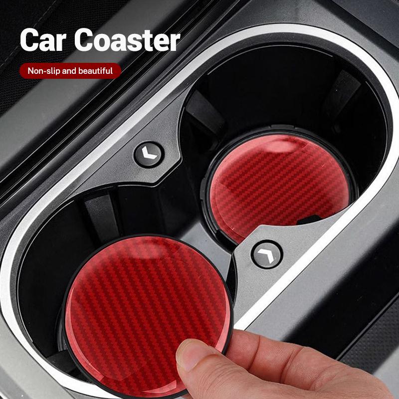 2Pcs Car Anti-noise Coaster Mat Carbon Water Cup Pad Interior Accessory For Mercedes Benz AMG W204 W205 W203 W211 W212 W213 W201