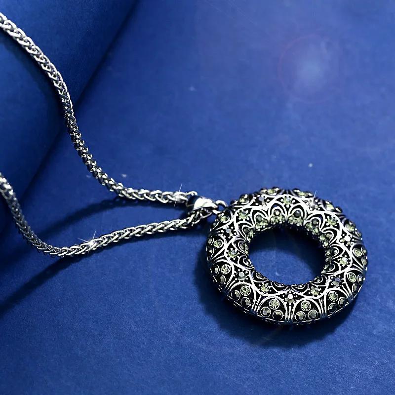 Модное Женское Простое Круглое Подвесное Ожерелье Украшения Геометрия Длинное Ожерелье для Женщин Collares Mujer Kolye серебряный