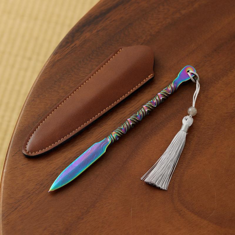 

304 tea knife Damascus pattern handmade Pu er tea needle pry tea tool tea cake tea cone tea set accessories 16.5X1.3cm