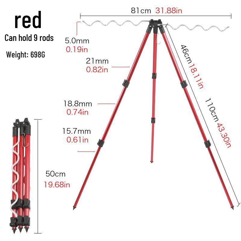 Infällbart aluminiumsurfiskespöställ Stativ för långa kast – Fiskeutrustning för flera spön utomhus