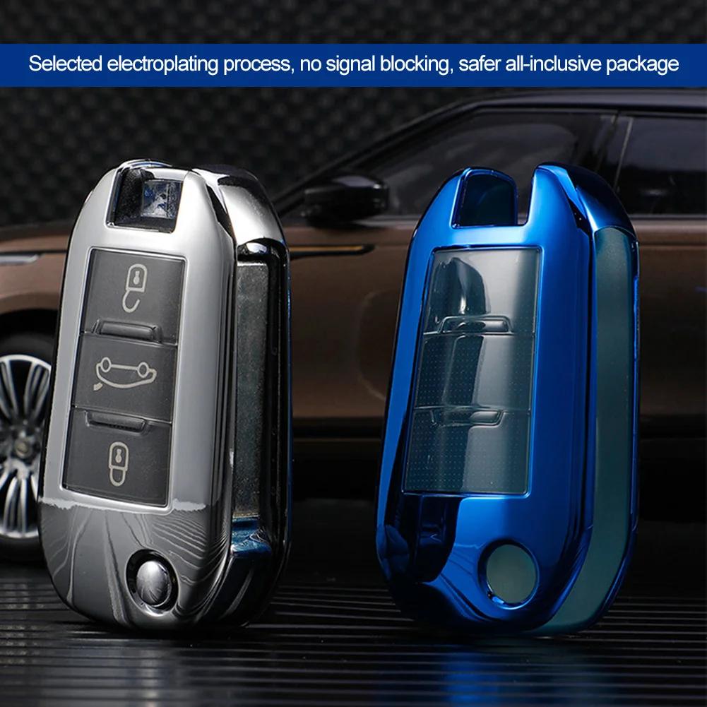 For Citroen C4 C4L CACTUS C3 C6 C8 For Peugeot 2008 3008 4008 307 208 308 408 508 Car Key Cover Case Bag Shell Accessories