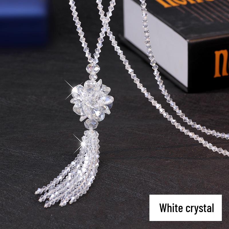 Halskette mit Kristallblume im koreanischen Stil - Damen Lange Kette, Allround-Accessoire