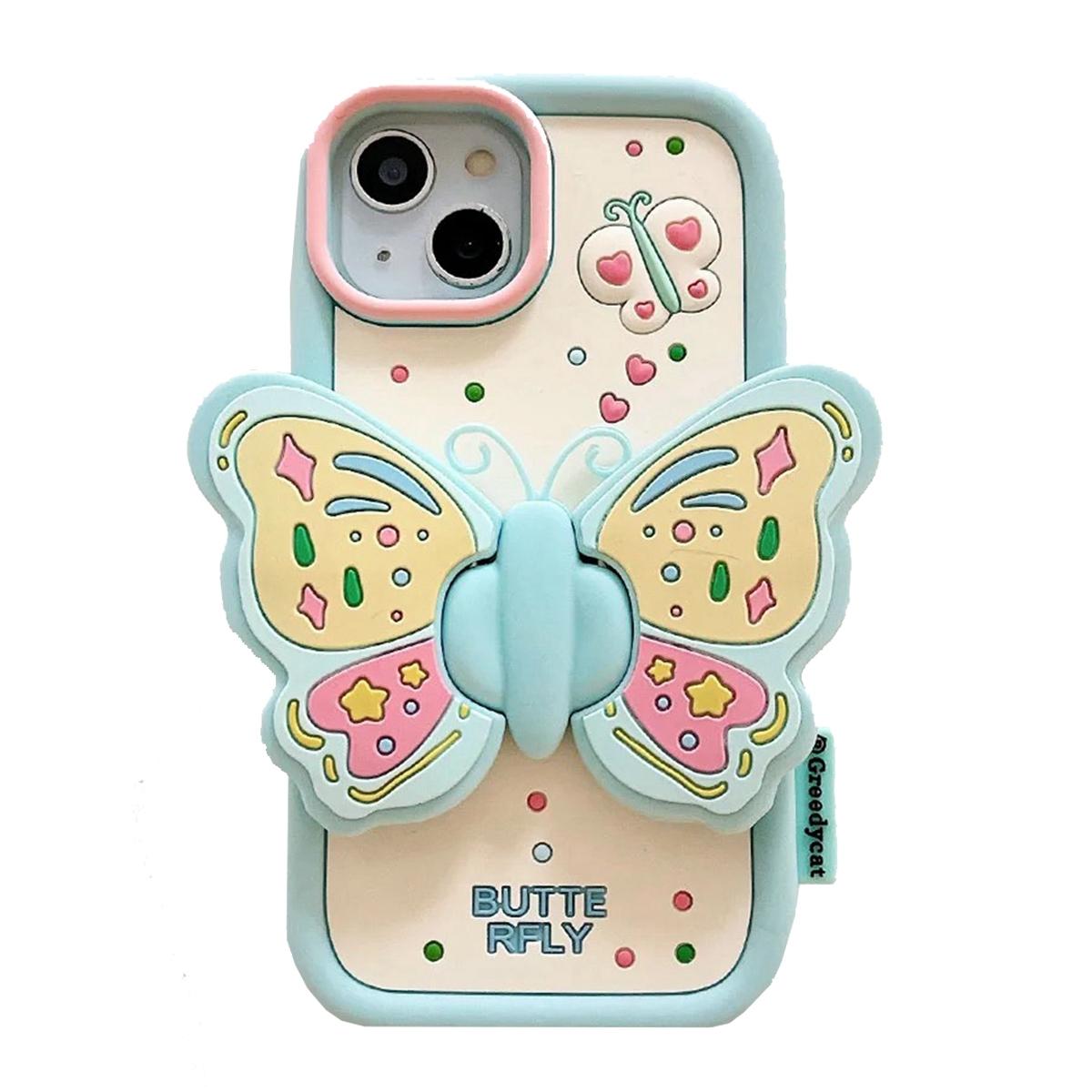 

Прекрасный чехол для телефона с 3D-бабочкой и кронштейном для iPhone 11, 12, 13, 14, 15 Pro Max 12 Pro 13 Pro 14 Pro Max, мягкий силиконовый чехол с защитой от падения iPhone 11 Pro Max синий