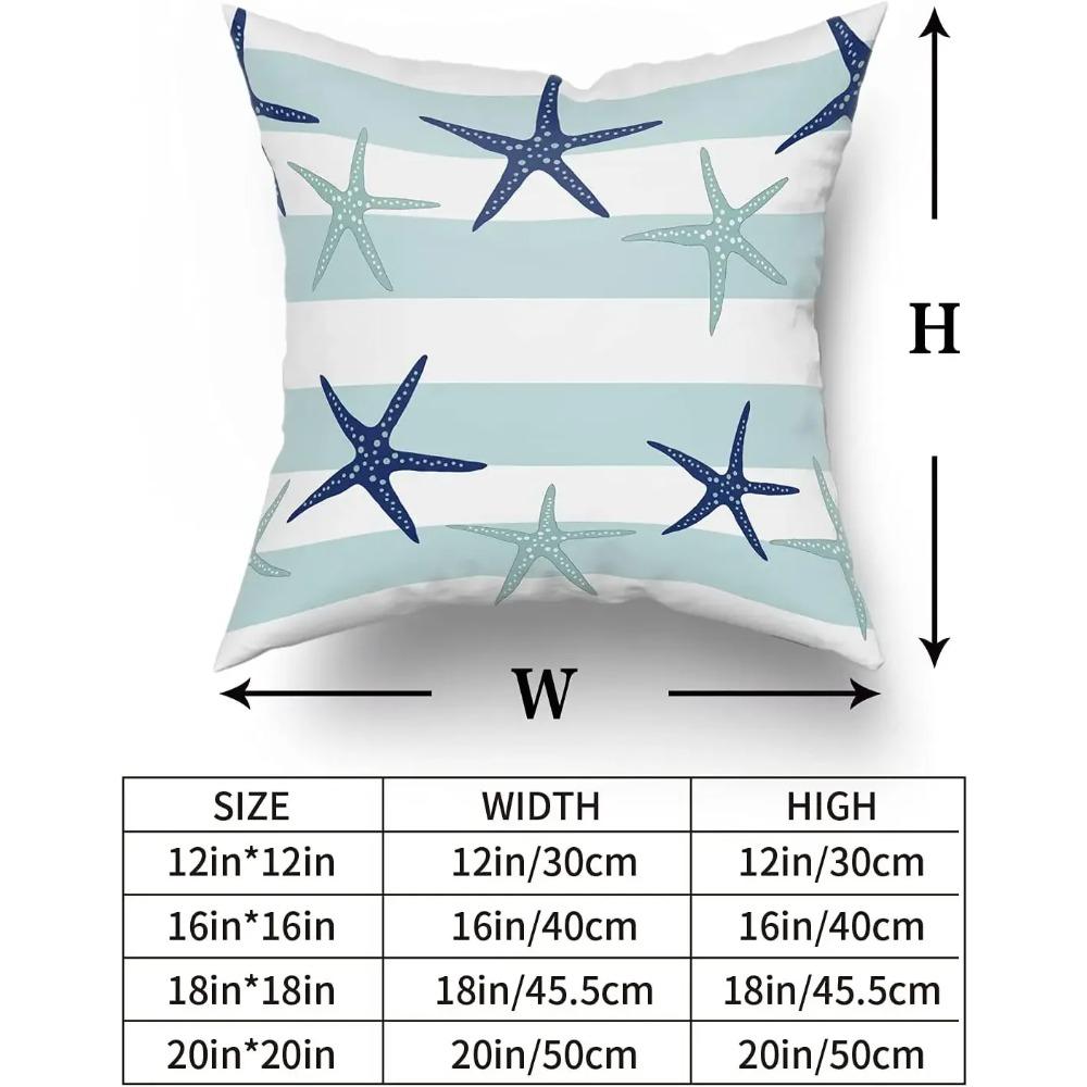 Nautical Starfish Pillow Covers X Inch Summer Coastal Pillow Cases Farmhouse Outdoor Decor Navy Blue Cushion Covers Set of