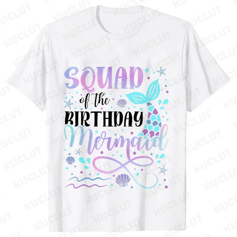 Mermaid Birthday Princess Girl Party T-shirt Family Group Matching Siblings Tees Fashion Vintage Unisex Tops Oversized Clothing