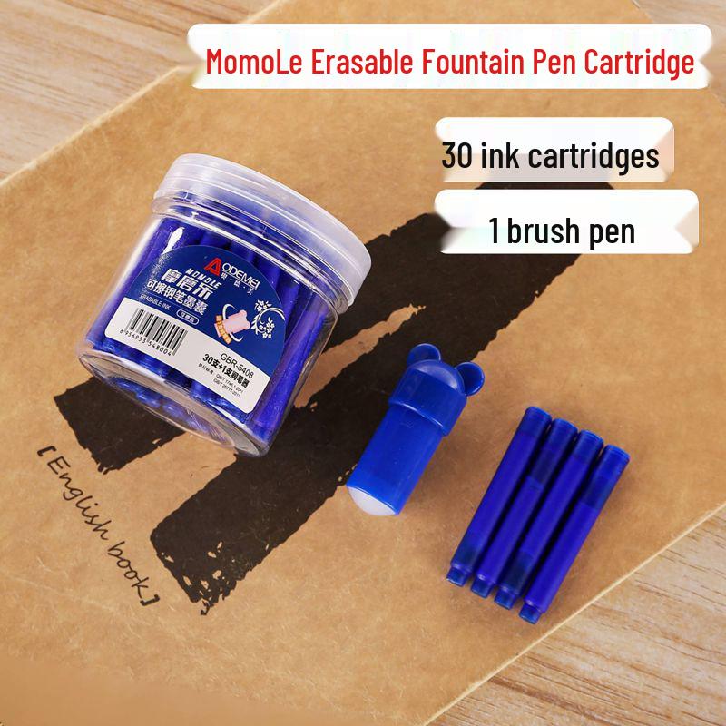 

Mo Mo Le 30-count Erasable Fountain Pen Ink Cartridges - Crystal Blue & Carbon Black 30-count Cartridge + 1 Pen Cleaner