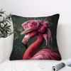 Double Sided Vintage Victorian Flamingo Pillow Cover 3D Pink Rose Flower Hat Print Soft Throw Pillow Case For Home Decor Gift