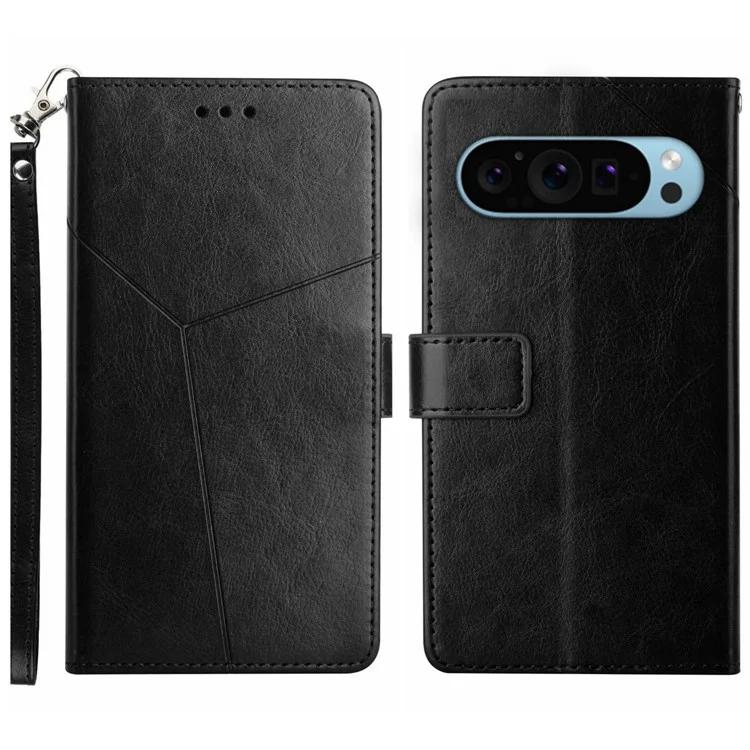 

HT01 For Google Pixel 9 Pro XL Case Wallet PU Leather Stand Phone Cover with Strap