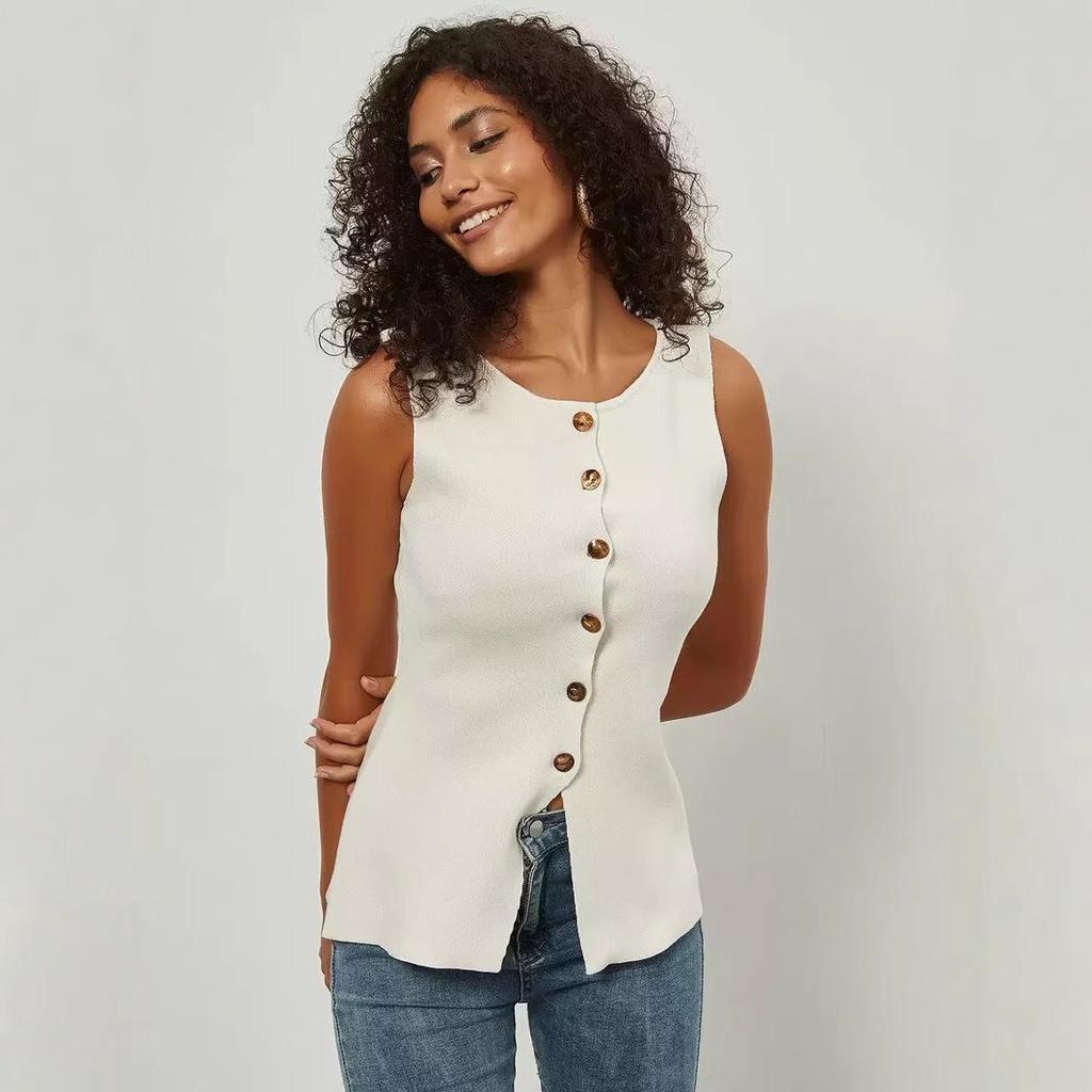 2025 Summer Women's Solid Color Sleeveless Top & Slim Fit Skirt Set