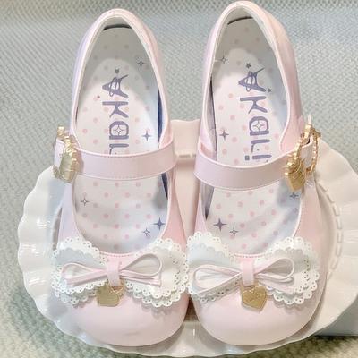 Lolita Shoes Dopamine Small Leather Shoes Women's Spring Bow Lolita Shoes Cute Doll Feeling Low Heel Single Shoes