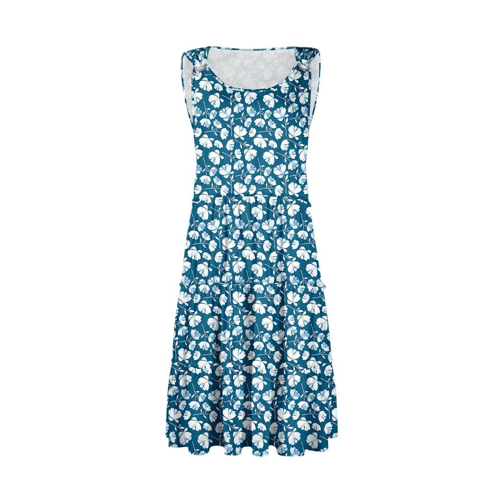 Women's Casual Daily Dating Outing Fashion Print Basic Sleeveless Loose Dress Bohemian Beach Dress Sleeveless Dress