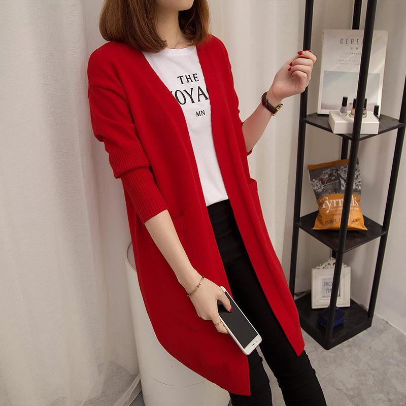 Women Autumn Winter Knitted Sweater Long Cardigan Korean Fashion Female Cardigans Long Sleeve Women Coat Jacket Ladies Outerwear