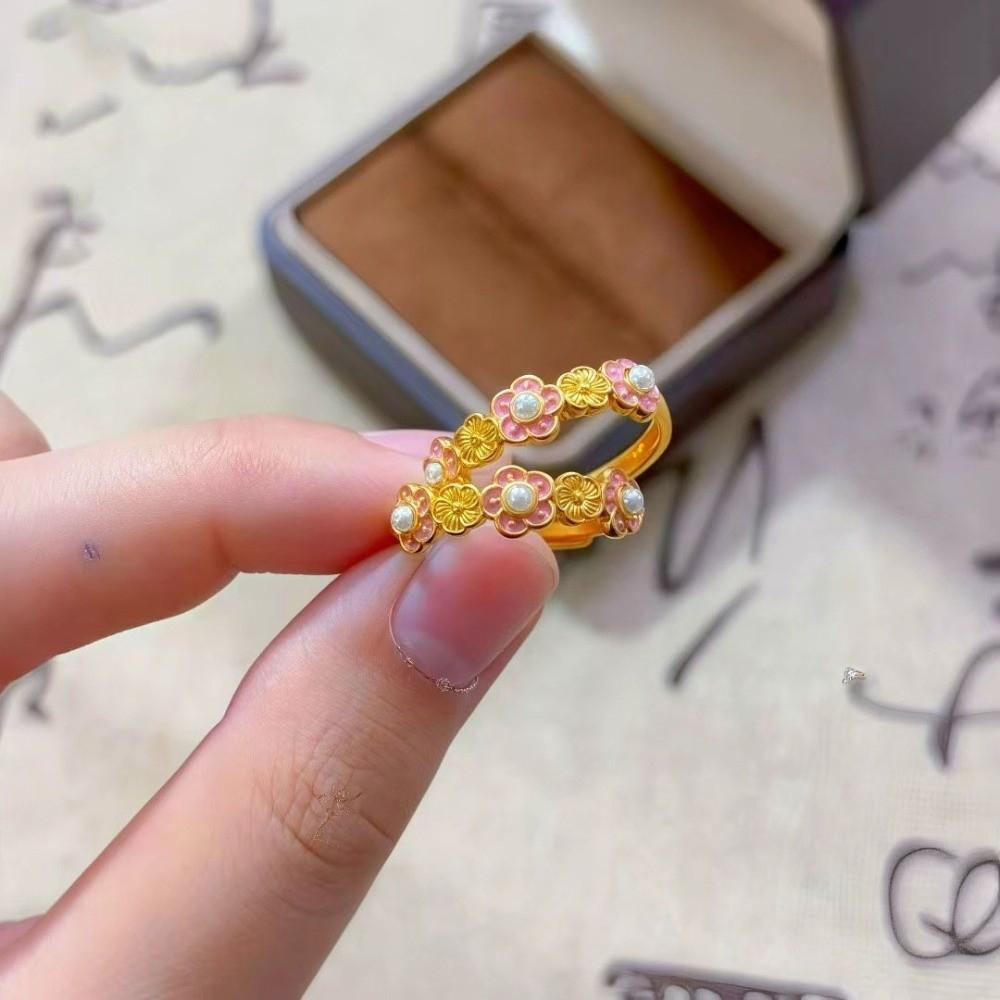 7Pcs/Set Camellia Flower Enamel Finger Rings Butterfly Irregular Rings Unique Flower Ring Set  Women
