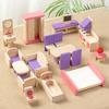 Simulated Room Wooden Children's Toys, Pretend Play Mini Furniture, Hands-on and Educational Design, Display for Early Education