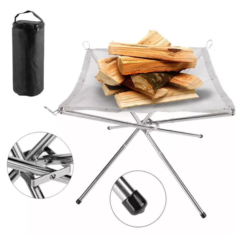 Fire Folding Portable Pit Mesh Bonfire Stand Holder Outdoor Camping Patio Garden
