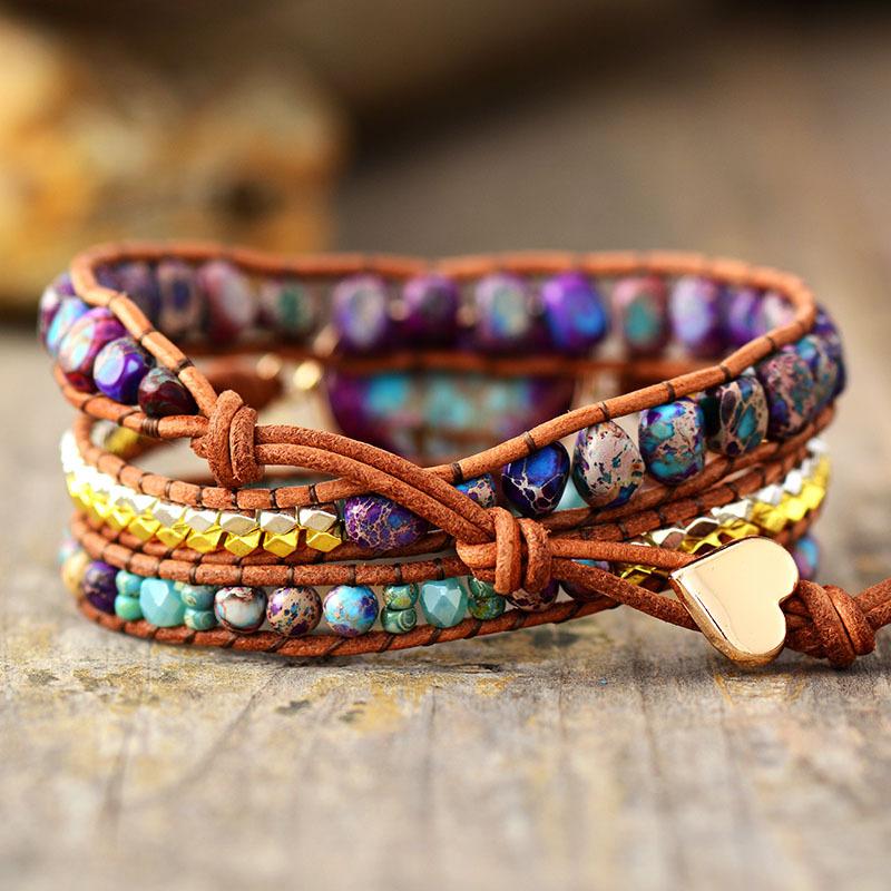 BLINGBAY Women's Bracelet New Imperial Leather Rope Hand Woven Beaded Bracelet Bohemian Multi-Layered Bracelet Fashion Jewelry Girls Jewelry Gift
