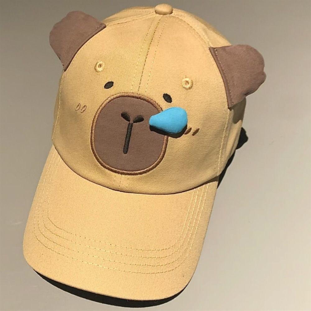 Runny Nose Cartoon Sun Hat Korean Style Peaked Cap Retro Capybara Baseball Cap  Outdoor