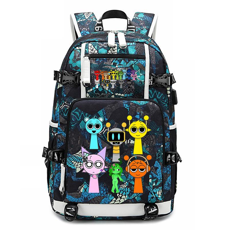 Sprunki Music Box Game School Bag Cute Cartoon Printing Trend College Style Large Capacity Backpack