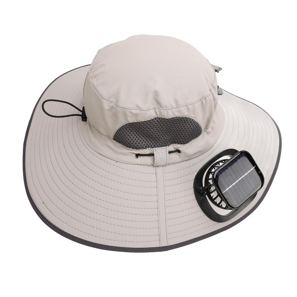 Detachable Sun Fan Hat 3 Speeds   UPF50 Breathable Wide Brim Sun Bucket Hat with 2 Solar Fan for Men