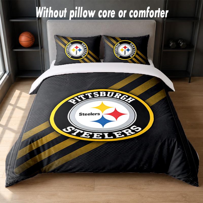 Pittsburgh Steelers Design Bed Bedding Set 1 Duvet Cover + 2 Pillowcases Soft Breathable Household Bed Linens