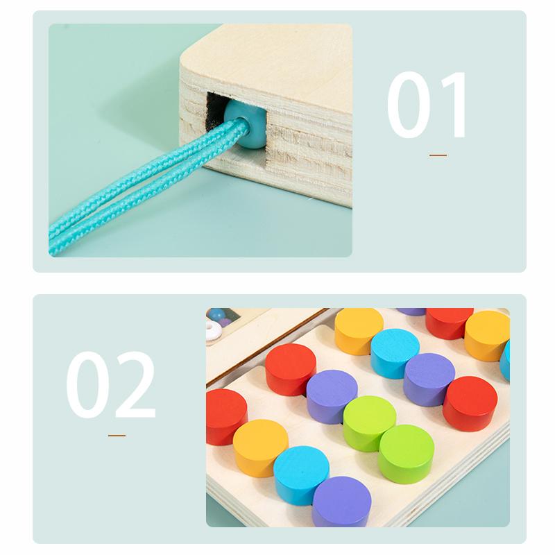 Children Montessori Learning Toys Magnetic Slide Puzzle Color Matching Logic Game Busy Board Educational Wooden Toys for Kids