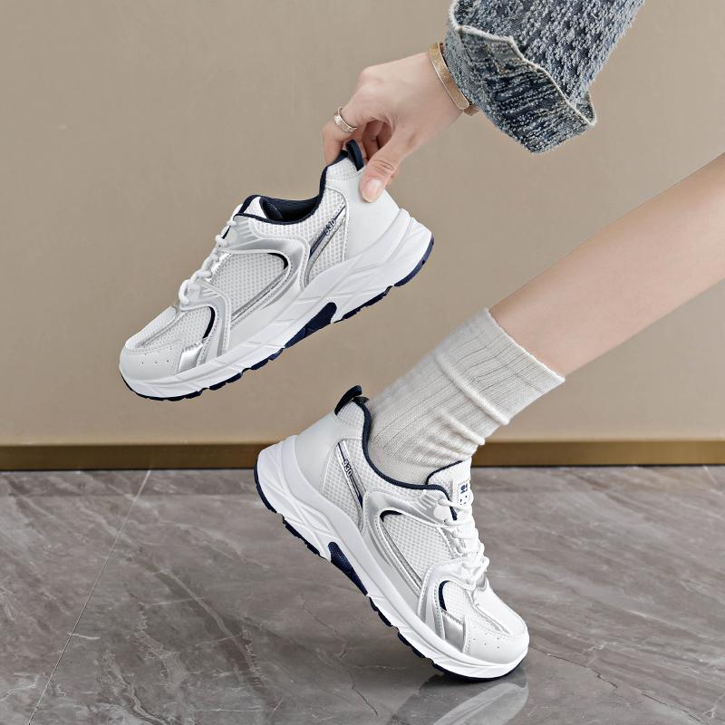 Fashionable New Round Toe Mesh Casual Sports Shoes For Spring/Autumn Comfortable Thick Soled Anti Slip Work Shoes For Women