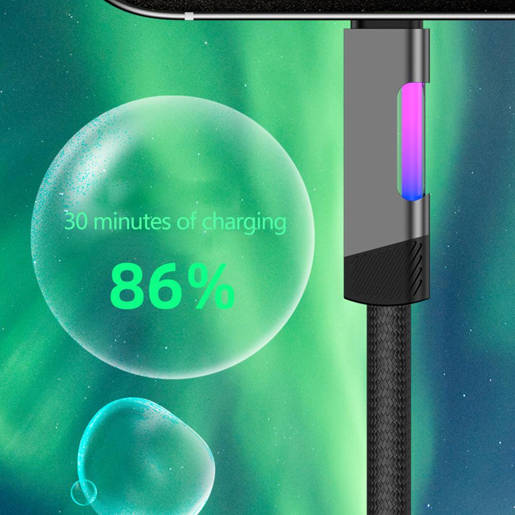 RGB Fast Charging Cable 100W 6A USB Type C Charge Cable with RGB Ambient Light