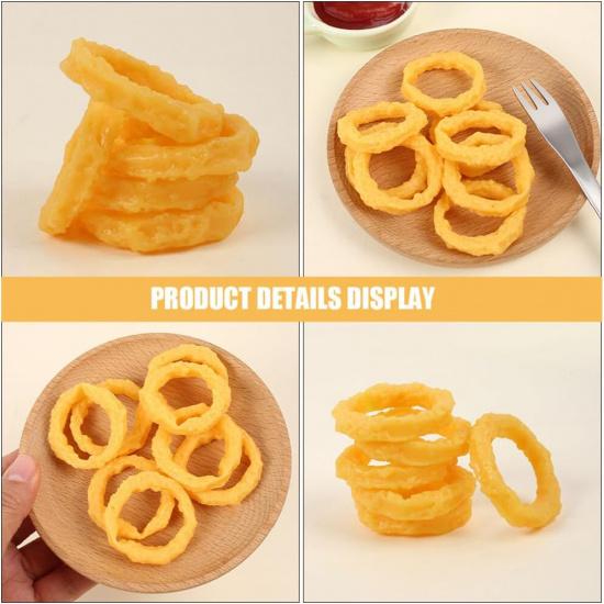 Toyvian Simulated Squid Ring 14Pcs Realistic Faux Fried Squid Rings Artificial Calamari Ring Onion Rings Fake Snack Props Play Food Model for