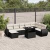 VidaXL Garden Lounge Set 9 Pcs with Cushions Black Wicker 3275186