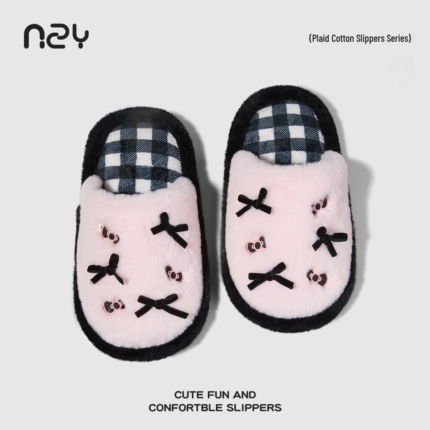 

Милые тапочки с бантиком в виде котенка: Женские нескользящие удобные хлопковые домашние туфли для осени и зимы 40-41