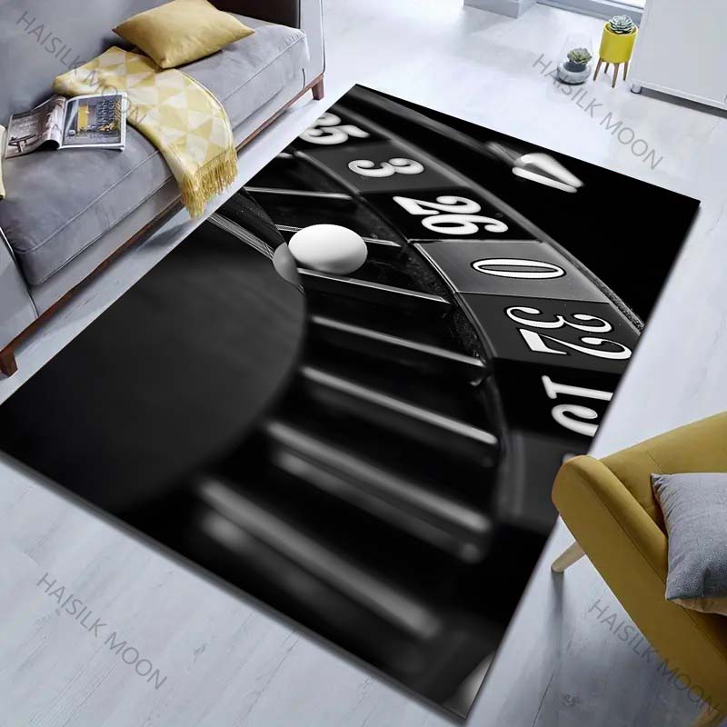 Black Game Turntable Printed Carpet for Bedroom Living Room Bedside Sofa Floor Mat Modern Home Decor Area Rug Large Size