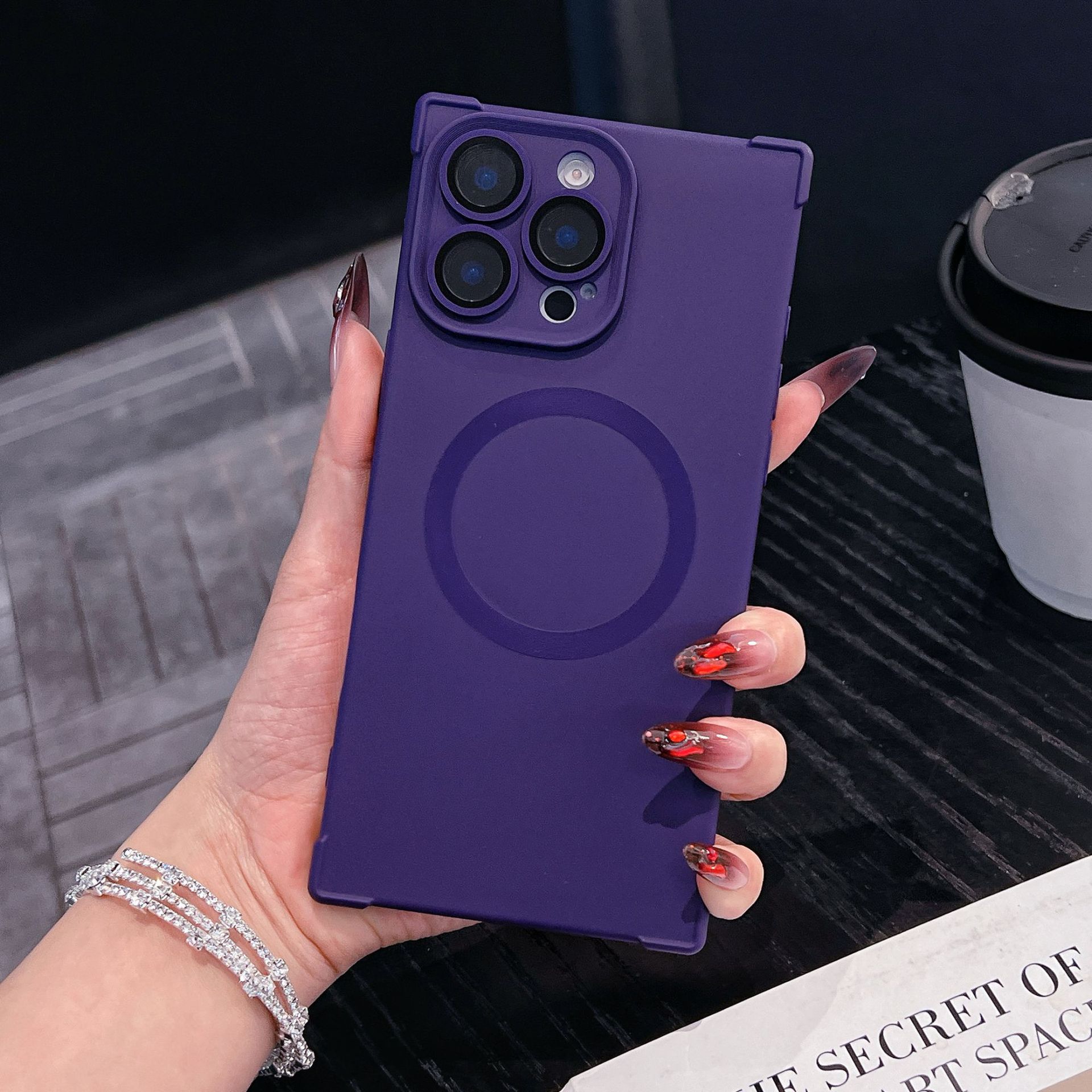 

Applicable To IPhone16 Magnetic Suction Phone Case Apple 15 Promax Four Corner Anti Fall TPU with Lens Film Protection Case iPhone 16