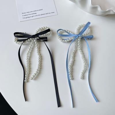 Fermacapelli Perle Sintetiche Fiocco Decorativo Molletta per Capelli Parte Posteriore della Testa Fermacapelli Decorativo Accessorio per Capelli Resistente allo Sbiadimento