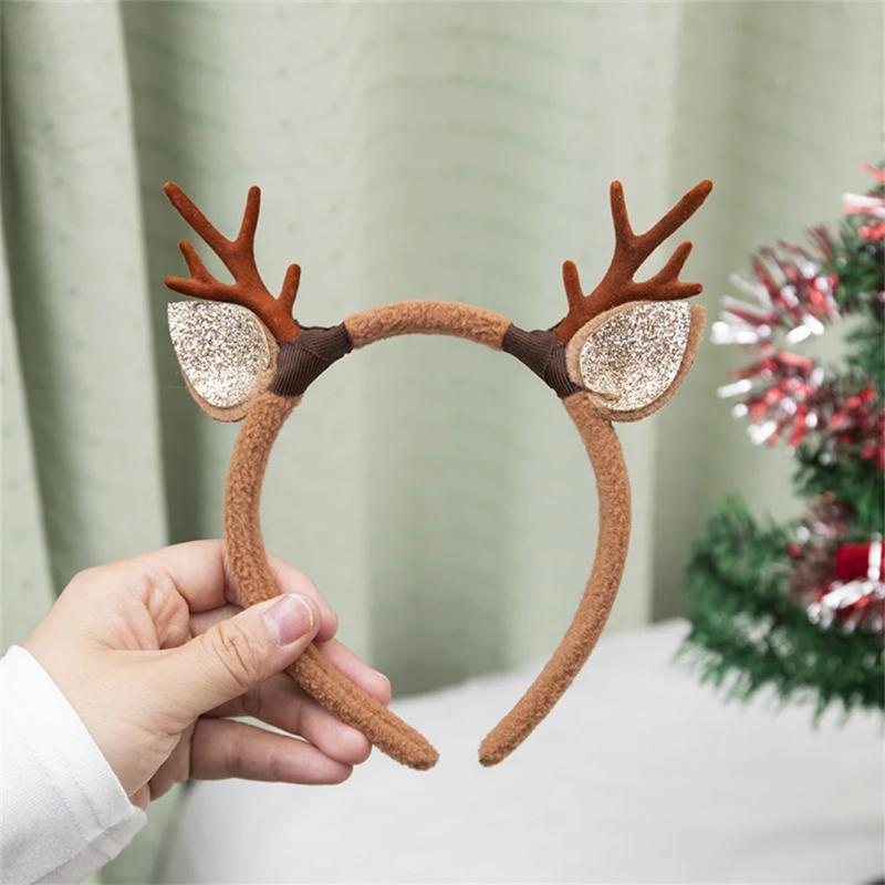 Christmas Hair Hoop Girls Plush Reindeer Antlers Deer Ear Christmas Party Cosplay Headbands Festival Hair Accessories Gifts