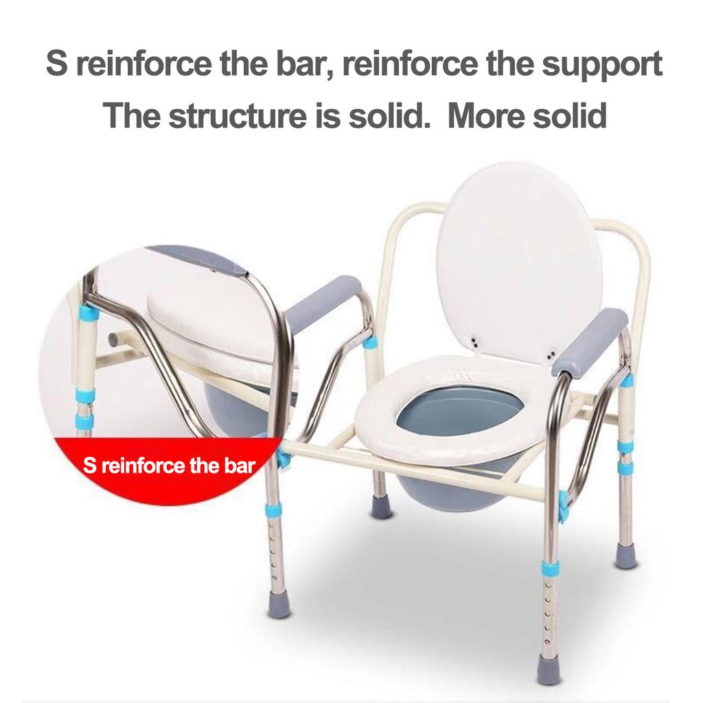 Folding Bedside Commode Chair Toilet  for  Adult Elderly Height Adjustable Toilet Stool for Pregnant Women And Disabled Bathroom Portable Toilet Bowl